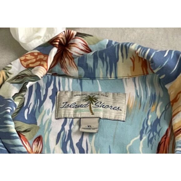 Island Shores XL Hawaiian Bahama Shirt Tropical Palm Trees & Flowers Button-Up - Picture 6 of 10